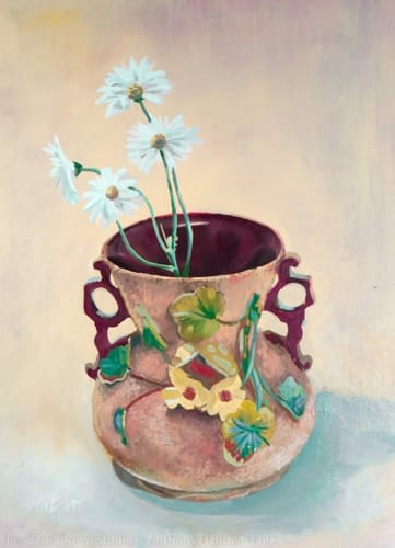 Daises Oil on Canvas, 24" X 18" Daises in a ceramic pot