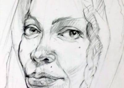 Facial Portrait, Charcoal, Drawing