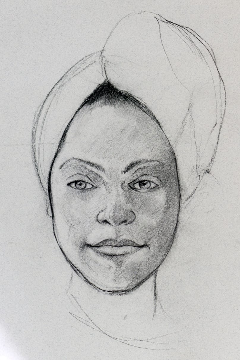 Facial Portrait, Charcoal, Drawing