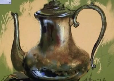Digital Painting of a tarnished Silver pitcher